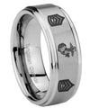 8mm Marine Army Sergeant Step Edge Silver Tungsten Ring