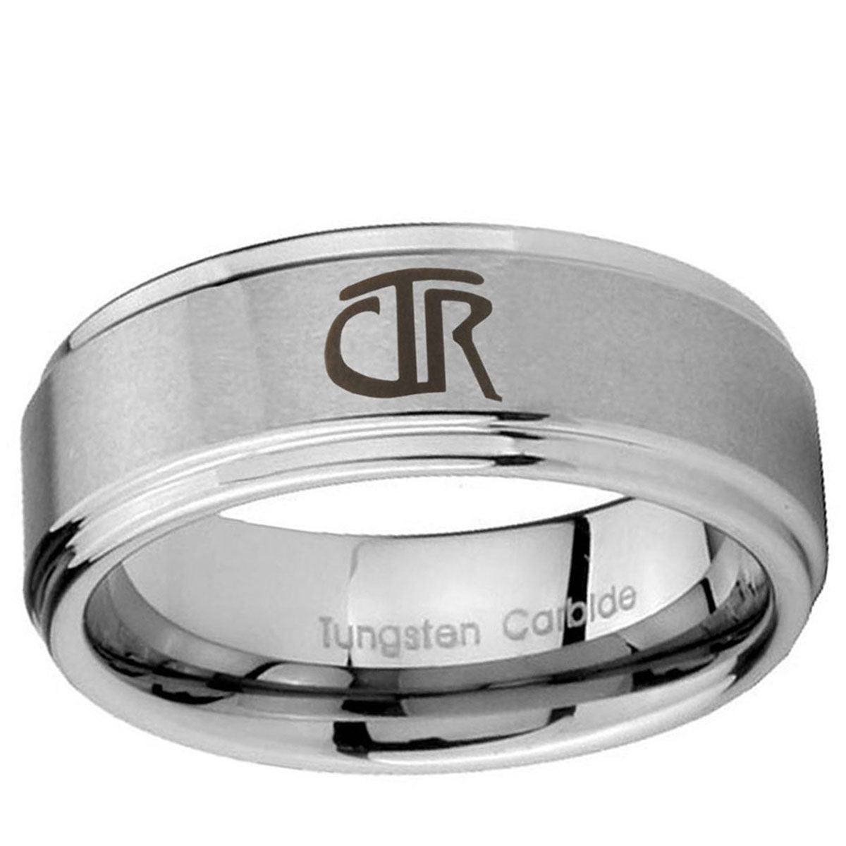 5mm CTR Step Edges Brushed Silver Tungsten Mens Wedding Band
