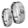 CTR Step Edges Brushed Tungsten Mens Ring Set