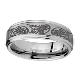 10mm-Etched-Tribal-Pattern-Step-Edges-Brushed-Tungsten-Mens-Engagement-Band