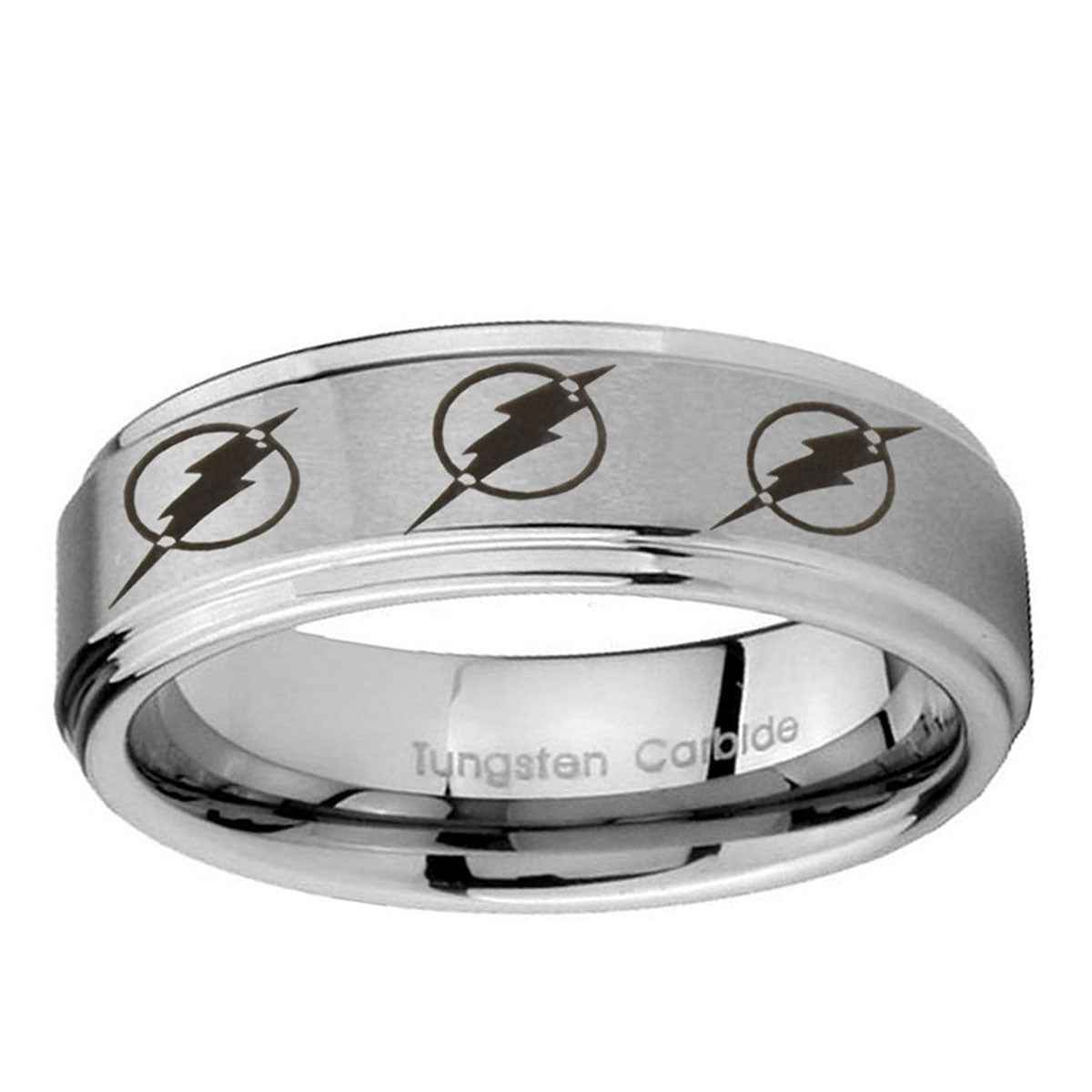 5mm Multiple Flash Step Edge Brushed Silver Mens Bands