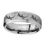 10mm-Multiple-Lizard-Step-Edges-Brushed-Tungsten-Carbide-Mens-Ring-Engraved