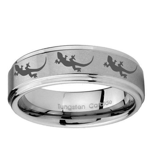 10mm Multiple Lizard Step Edge Brushed Tungsten Ring