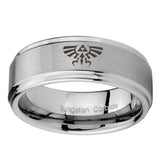 8mm-Zelda-Skyward-Sword-Step-Edges-Brushed-Tungsten-Carbide-Rings-for-Men