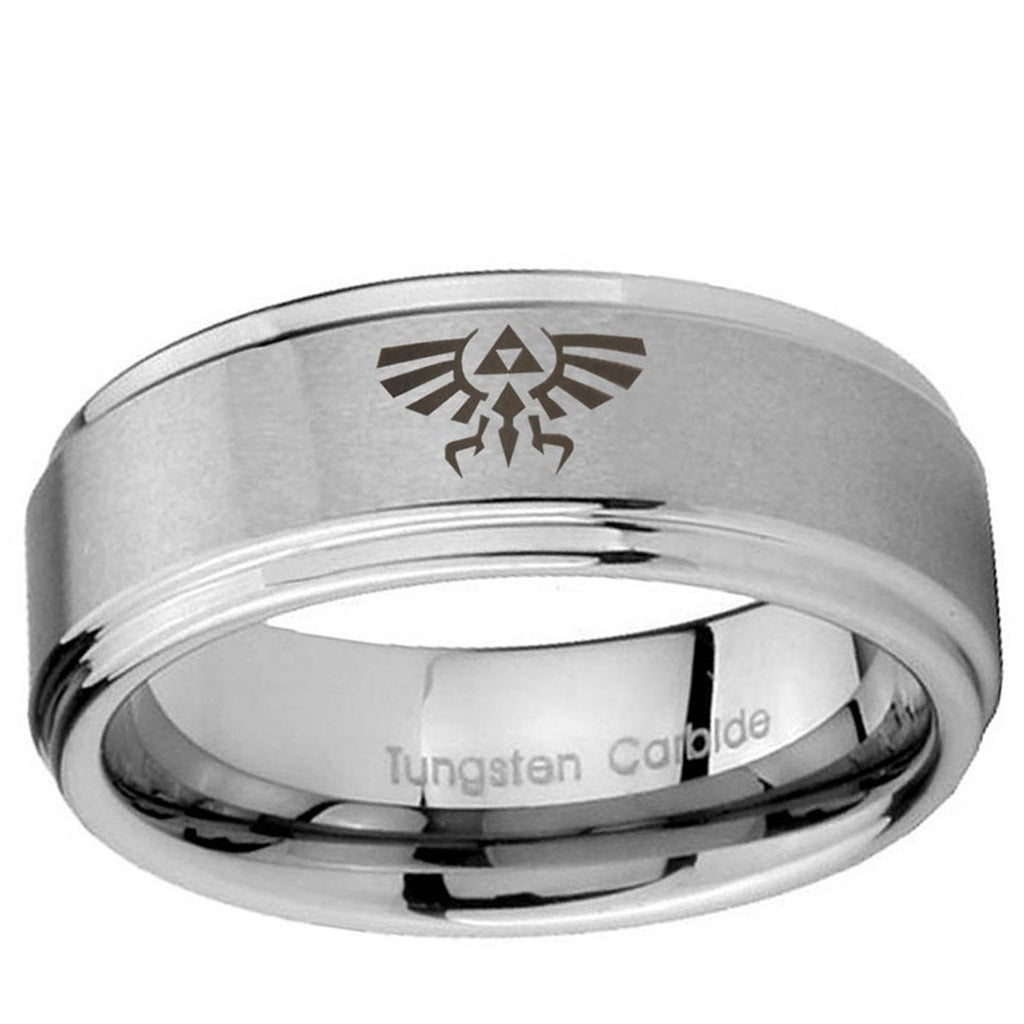 10mm Zelda Skyward Sword Step Edge Brushed Tungsten Men's Engagement Band
