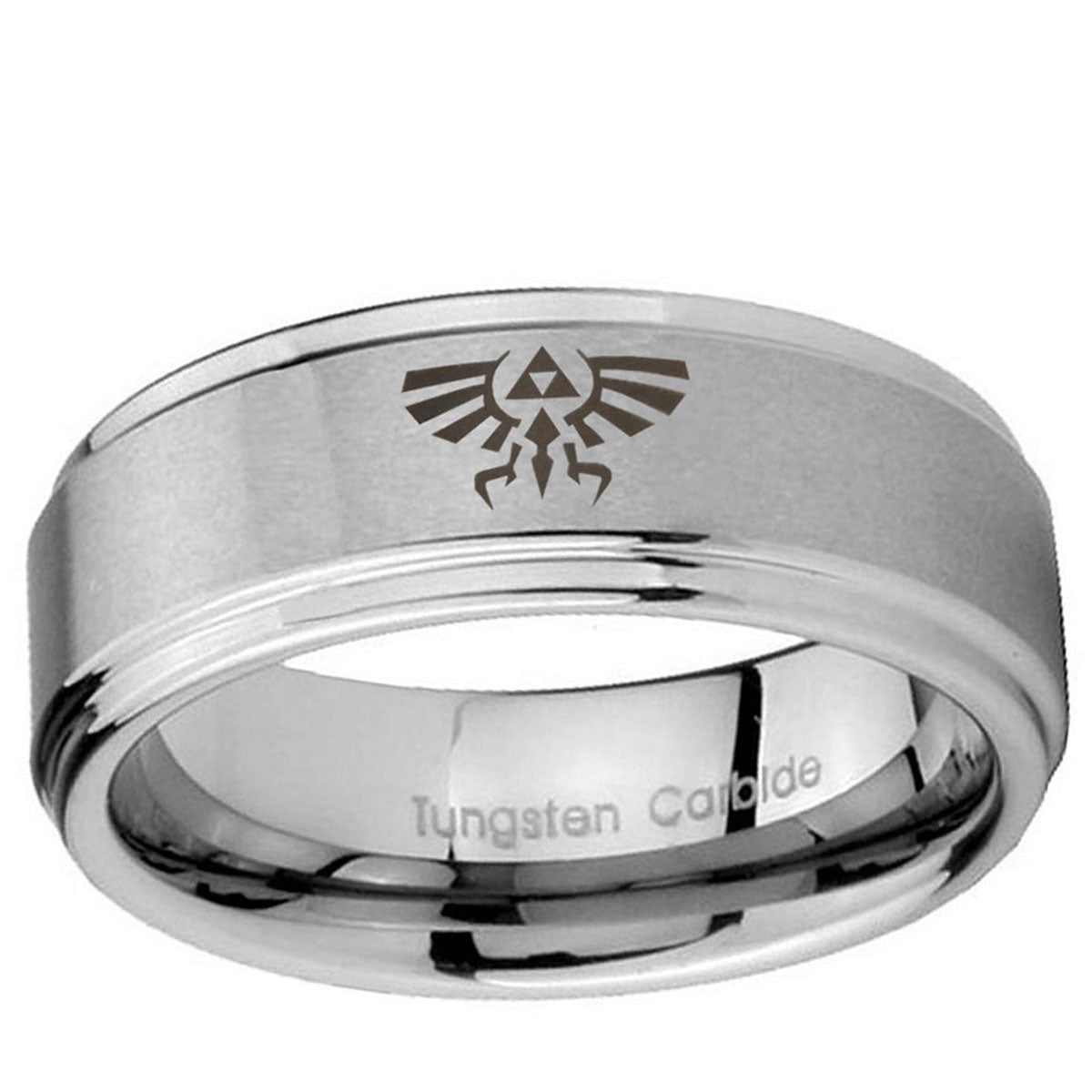 5mm Zelda Skyward Sword Step Edge Silver Tungsten Ring