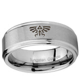5, 8mm Zelda Skyward Sword Step Edge Brushed Tungsten Ring