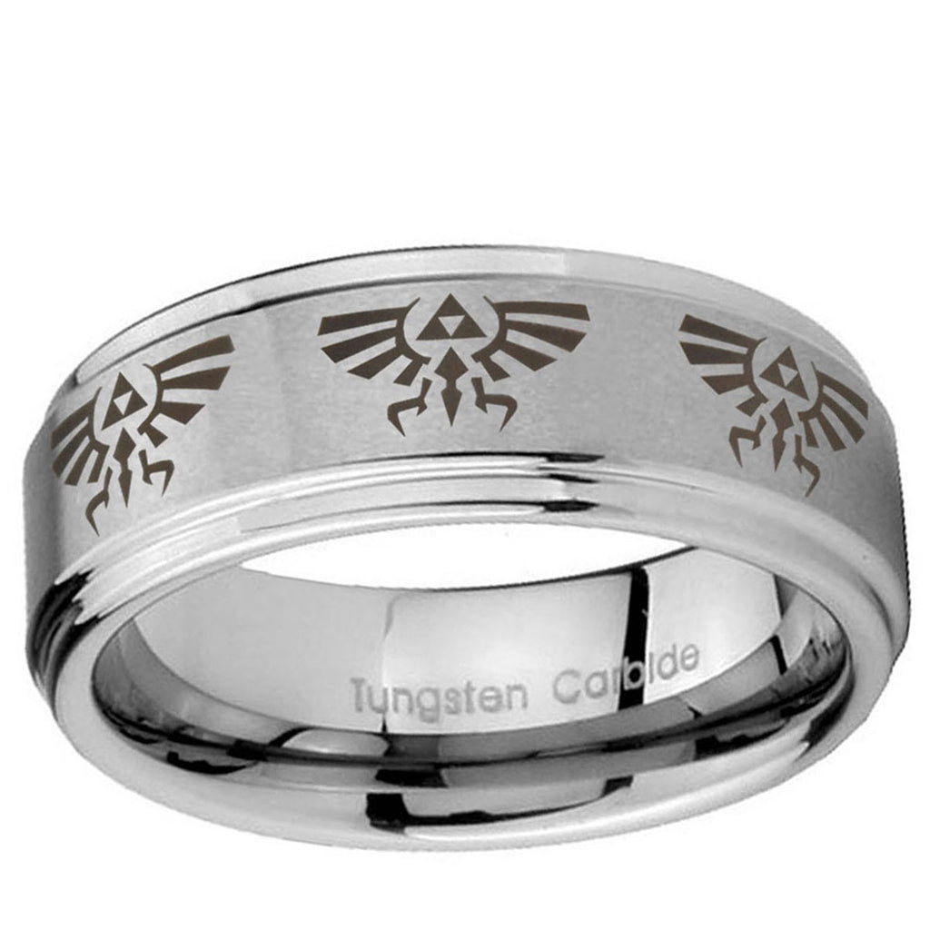 10mm Multiple Zelda Skyward Sword Step Edge Brushed Tungsten Ring