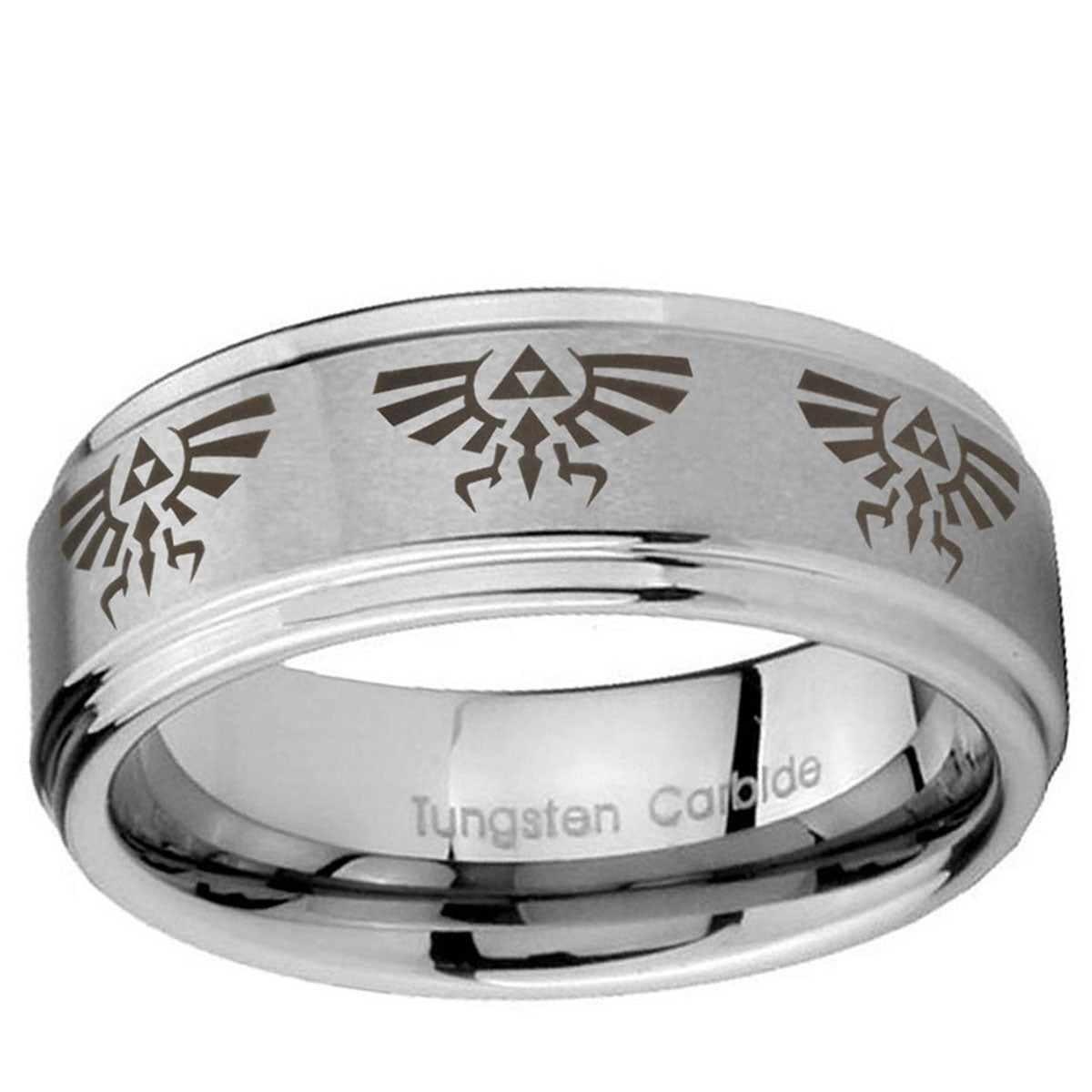 10mm Multiple Zelda Skyward Sword Step Edge Brushed Tungsten Ring
