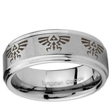 5, 8mm Multiple Zelda Skyward Sword Step Edge Brushed Tungsten Wedding Band Mens