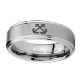 10mm-Anchor-Step-Edges-Brushed-Tungsten-Carbide-Mens-Ring-Personalized