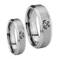 Anchor Step Edges Brushed Tungsten His And Hers Ring