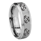 10mm-Multiple-Anchor-Step-Edges-Brushed-Tungsten-Carbide-Mens-Wedding-Band