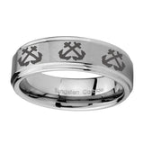 10mm-Multiple-Anchor-Step-Edges-Brushed-Tungsten-Carbide-Mens-Wedding-Band