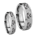 Multiple Anchor Step Edges Brushed Tungsten Bridal Set Rings