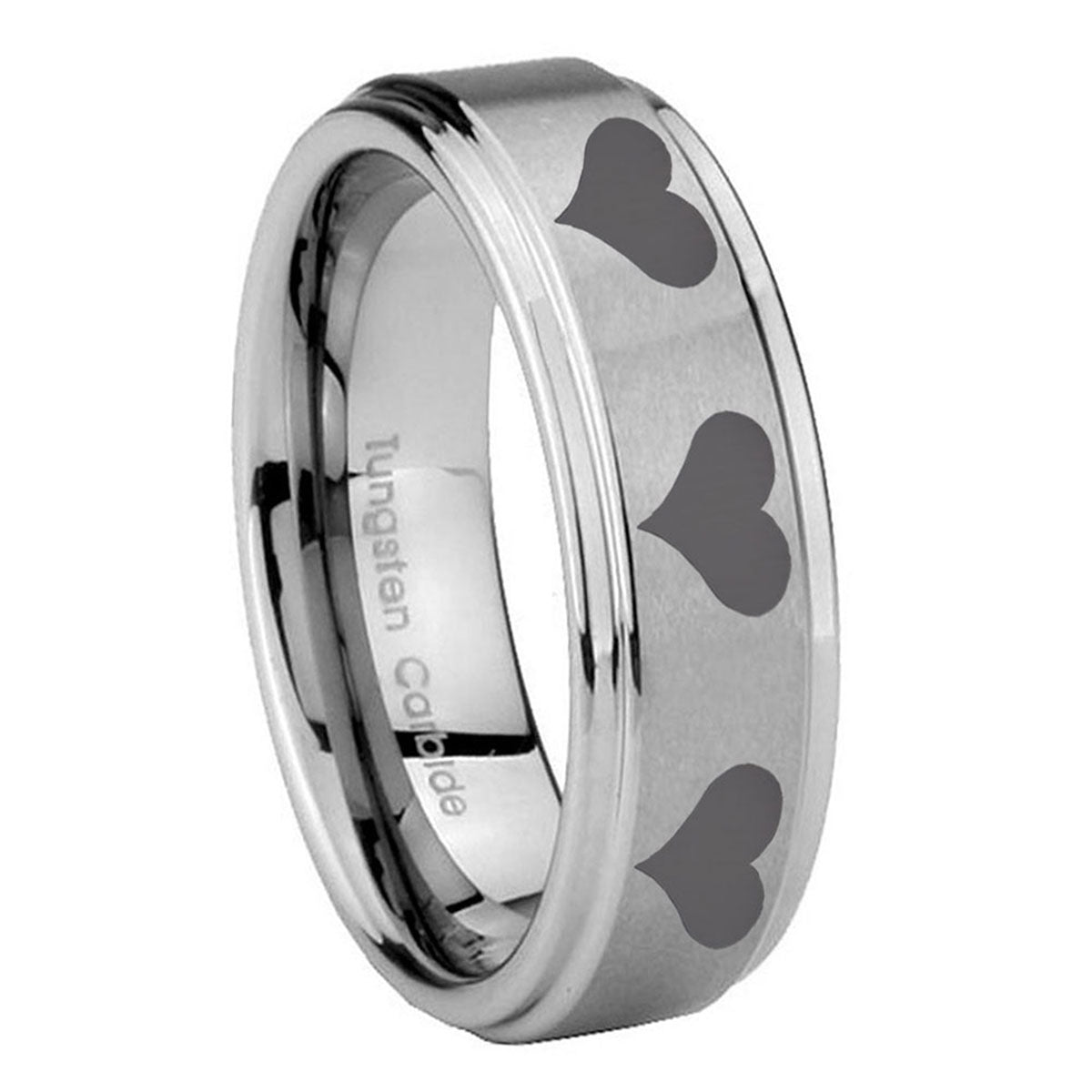 Multiple Heart Tungsten Carbide Bridal Ring Set