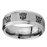 10mm-Transformers-Autobot-Decepticon-Step-Edges-Brushed-Tungsten-Custom-Mens-Ring