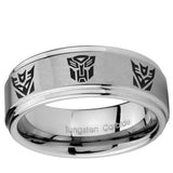 5, 8mm Transformers Autobot Decepticon Step Edge Brushed Tungsten Custom Ring for Men