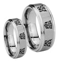 Transformers Autobot Decepticon Step Edges Brushed Tungsten His And Hers Ring