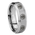 10mm Multiple Skull Step Edges Brushed Tungsten Carbide Men's Wedding Ring