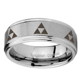 8mm-Multiple-Zelda-Triforce-Step-Edges-Brushed-Tungsten-Wedding-Bands-Ring