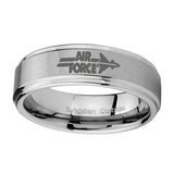 10mm-Step-Edges-Air-Force-Tungsten-Carbide-Silver-Men's-Ring