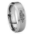10mm Step Edges Air Force Tungsten Carbide Silver Men's Ring
