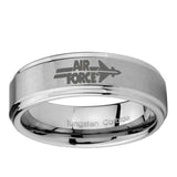 5, 8mm Air Force Step Edge Silver Tungsten Carbide Laser Engraved Ring