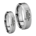 Step Edge Air Force Tungsten Couple Wedding Bands