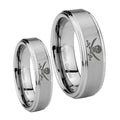 Skull Pirate Step Edges Brushed Tungsten Couple Wedding Bands