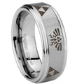 8mm Legend of Zelda Step Edge Brushed Silver Tungsten Ring