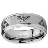 10mm Legend of Zelda Step Edge Brushed Tungsten Ring