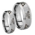 Legend of Zelda Step Edges Brushed Tungsten Couple Wedding Rings