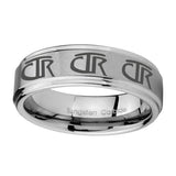 10mm-Multiple-CTR-Step-Edges-Brushed-Tungsten-Carbide-Men's-Ring