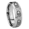 10mm Multiple CTR Step Edges Brushed Tungsten Carbide Men's Ring