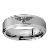 5, 8mm Aquila Step Edge Brushed Tungsten Ring