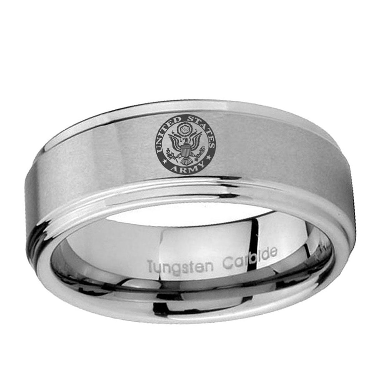 10mm U.S. Army Step Edge Brushed Tungsten Ring