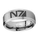10mm-N7-Design-Step-Edges-Brushed-Tungsten-Carbide-Men's-Wedding-Ring