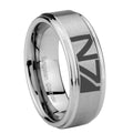 10mm N7 Design Step Edges Brushed Tungsten Carbide Men's Wedding Ring