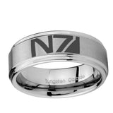 5, 8mm N7 Design Step Edge Brushed Tungsten Ring