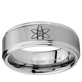 5, 8mm American Atheist Step Edge Brushed Tungsten Carbide Mens Bands Ring