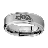 10mm-Flamed-Cross-Step-Edges-Brushed-Tungsten-Carbide-Wedding-Band-Ring