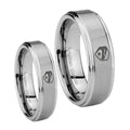 GI Joe Eagle Step Edges Brushed Tungsten His Hers Set Rings