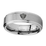 10mm-Greek-CTR-Step-Edges-Brushed-Tungsten-Carbide-Wedding-Engagement-Ring