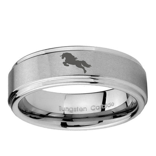10mm Horse Step Edge Brushed Tungsten Ring