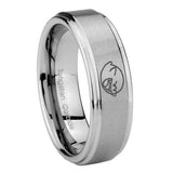 10mm-Mario-Boo-Ghost-Step-Edges-Brushed-Tungsten-Carbide-Men's-Engagement-Band