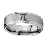 8mm-Math-Pi-Step-Edges-Brushed-Tungsten-Carbide-Wedding-Bands-Ring