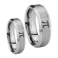 Math Pi Step Edges Brushed Tungsten Bridal Ring Sets