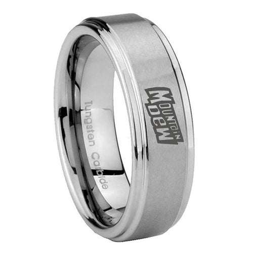 8mm Mountain Dew Step Edges Brushed Silver Tungsten Ring