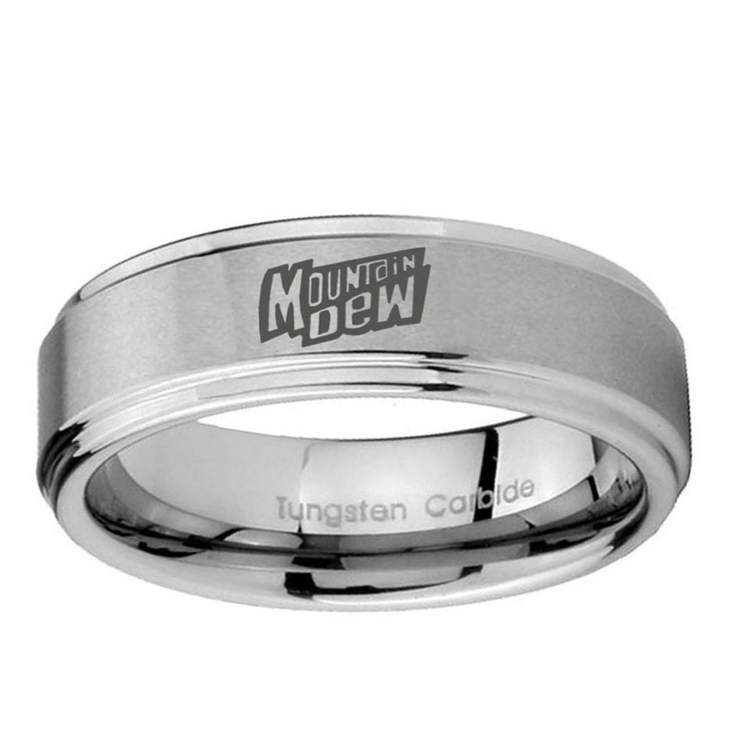 10mm Mountain Dew Step Edge Brushed Tungsten Ring